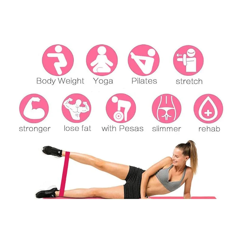5 Piece Exercise Resistance Bands, Latex Loop Set. For Strength Training, Home & Travel