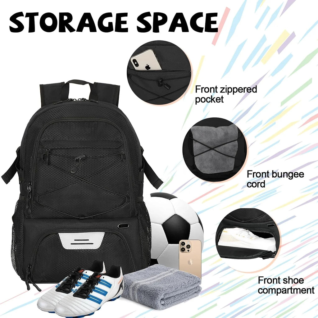 Large Sports Bag with Separate Ball & Shoe Compartments