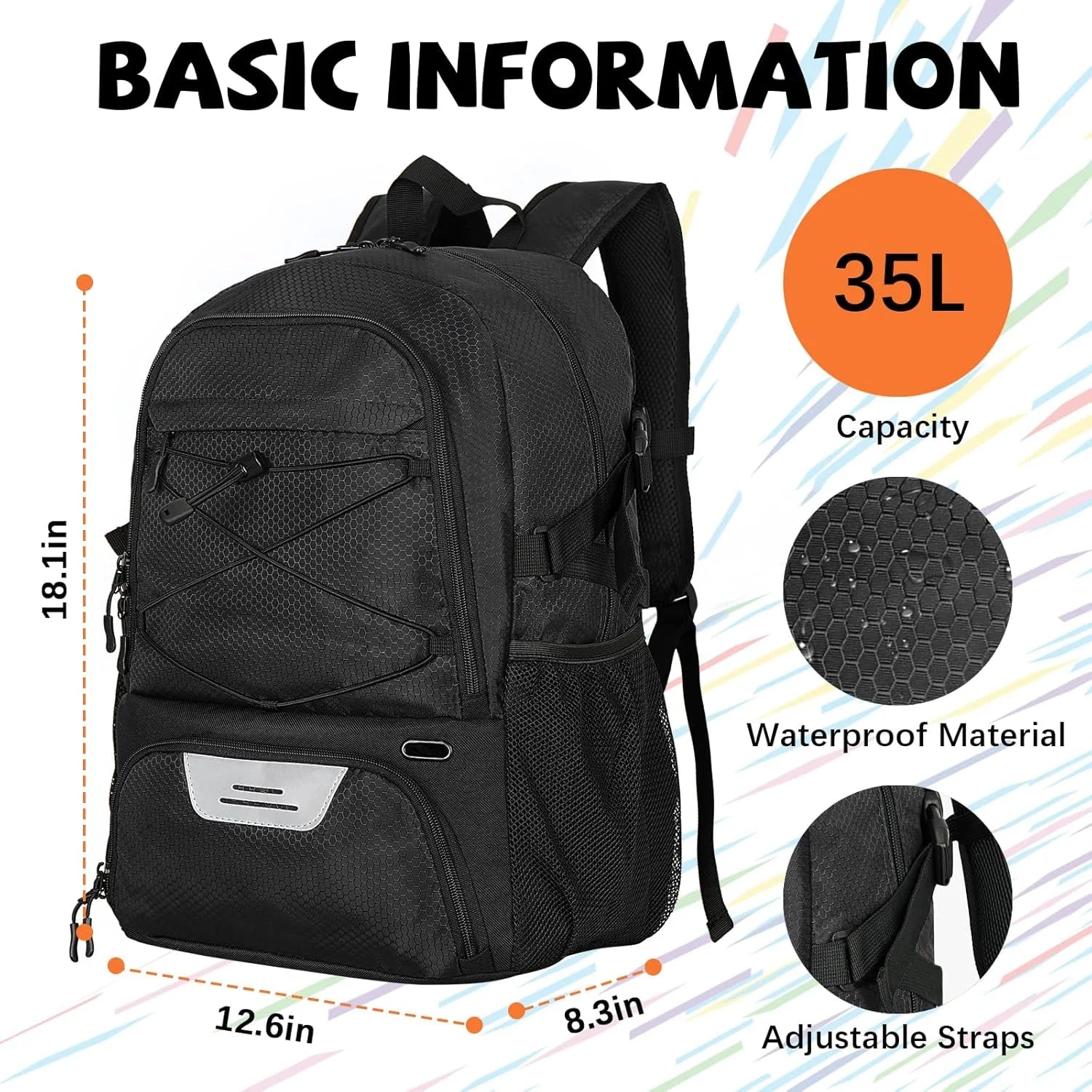 Large Sports Bag with Separate Ball & Shoe Compartments