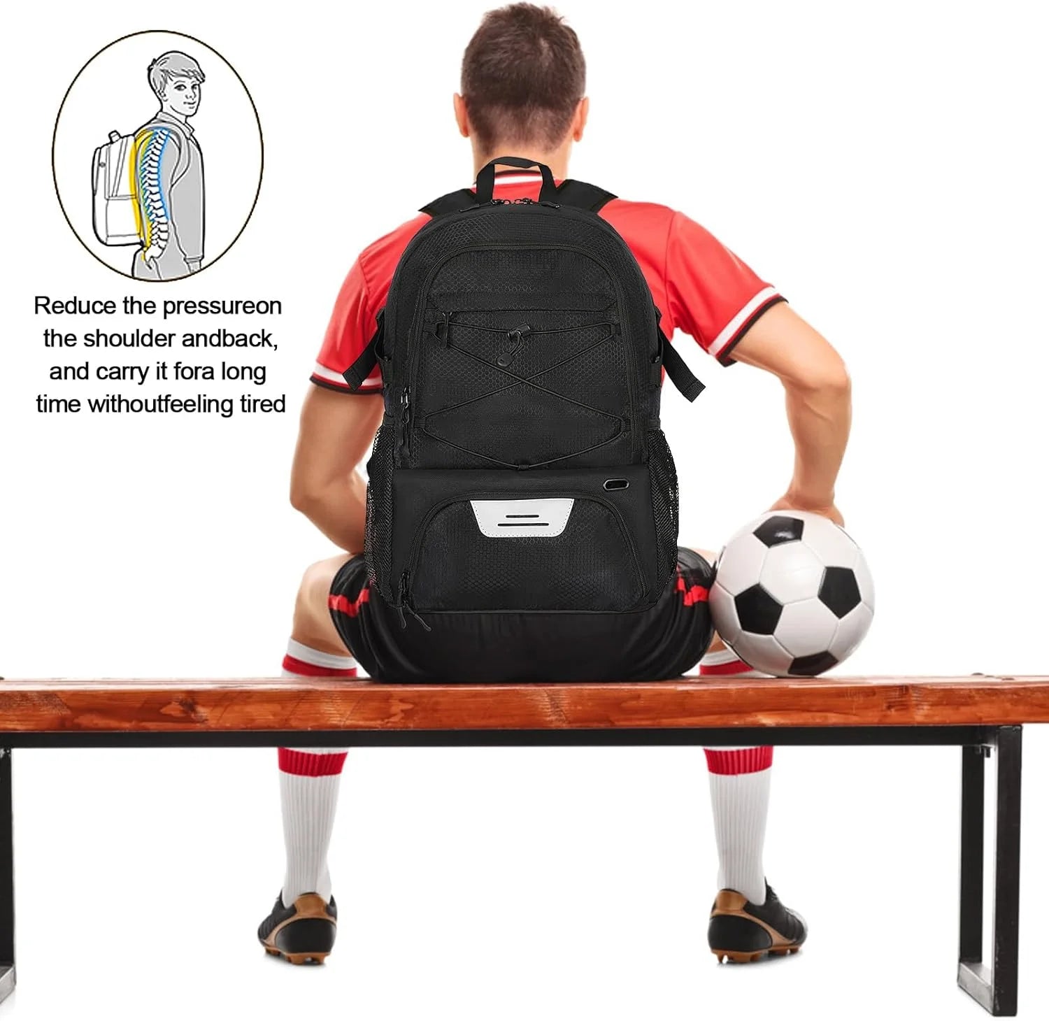 Large Sports Bag with Separate Ball & Shoe Compartments